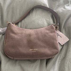 NWT!! Jimmy Choo Brown Suede Handbag! ATHINI SHOULDER/S TAUPE